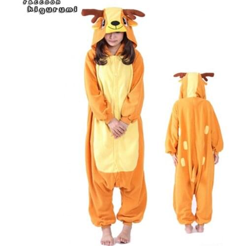Unisex Animal Fleece Adult Onesies Boy Girl Christmas Cosplay Winter Cartoon Plum Deer Winter Pajama Raccoon Kigurumi kids