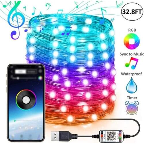 20 Meters G Decor Lights Bluetooth Copper Wire Light String Garden Solar String Lights Outdoor LED Party Decorations