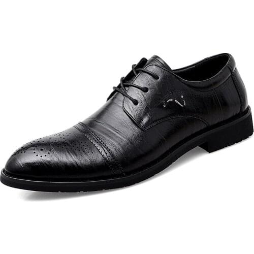 Jumpmore Spring Derby Shoes Men Leather Shoes Korean Business Lace Up Leather Shoes Size 38-46