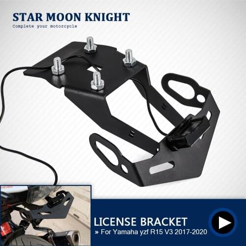 YZF R15 V3 Motorcycle License Plate Frame Bracket Mount Holder with LED Indicator Light for Yamaha R15 V3 2017 2018 2019 2020