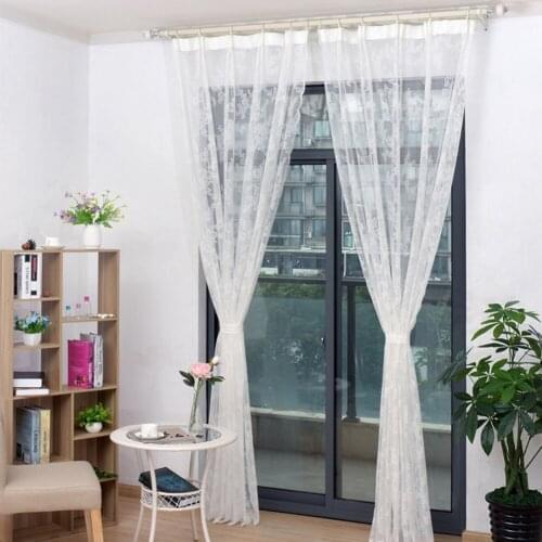 Lace Flower Pattern Sheer Curtain Drape Home Bedroom Window Decoration