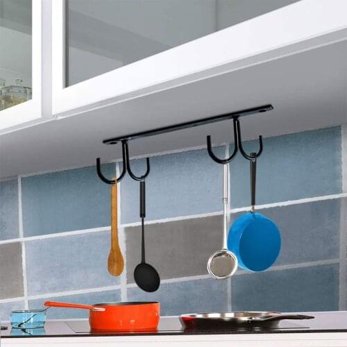 Kitchen Cup Holder Mug Rack Under Cabinet 4 Hooks Under Shelf Display Hanging Drying for Bar Kitchen Utensils Household P15D