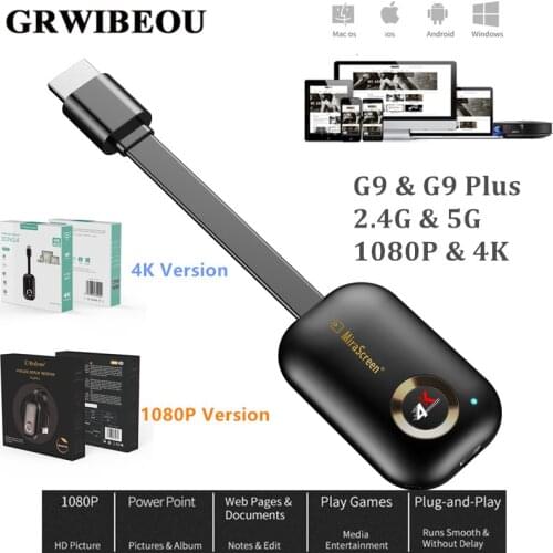 Mirascreen G9/G9 Plus 2.4G/5G Wireless HDMI H.265 Wifi Display Dongle Mirror Miracast Airplay DLNA Receiver for Projector HDTV