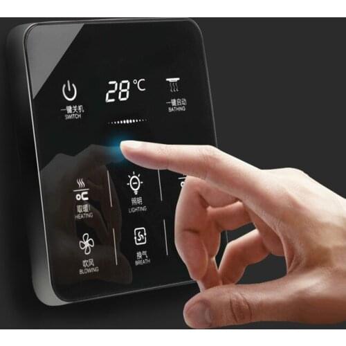 6 In 1 English menu Multifunction Smart Touch Yuba Switch Socket 6 Gang Bathroom Universal Waterproof Smart Touch Screen 86*86mm