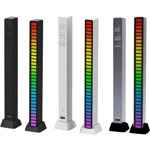 Voice-activated Rhythm Light Stick 32-Bit RGB Audio Spectrum Bar Pickup Ambient LED Display Rhythm Pulse Colorful Lamp for Car