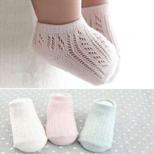 0-24M Baby Girls Soft Cotton Socks Newborn Boy Leg Warmers Short Mesh Breathable Socks Girl Knitted Hollow Out Net Socks