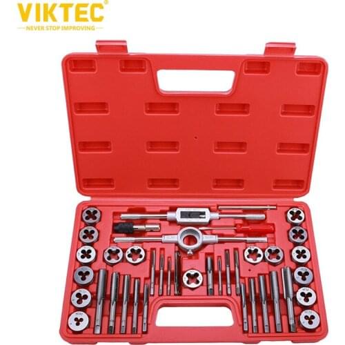 Viktec 40-Piece Tap and Die Set - SAE Inch Sizes | Essential Threading Tool with Storage Case
