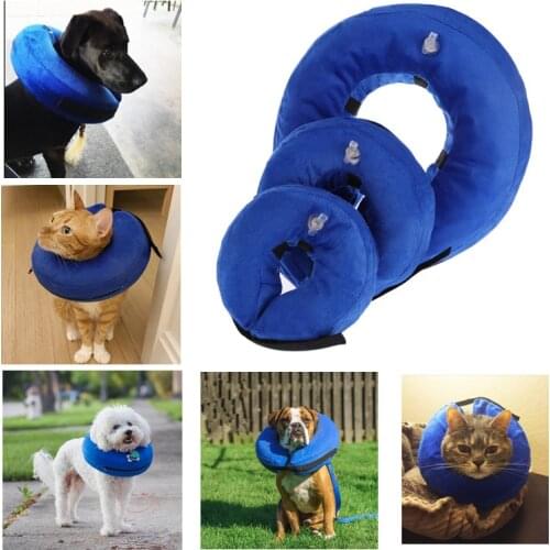 3 Size Inflatable Pet Cat Dog Collar Anti-bite Neck Elizabethan Collar Dog Puppy Neck Protective Circle For Small Large Dog Care