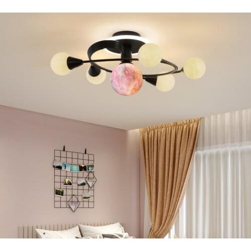 Nordic Modern Ceiling Lamp Simple Atmosphere Living Room Personality Study Bedroom 3D Printing Color G9 Spherical Lighting