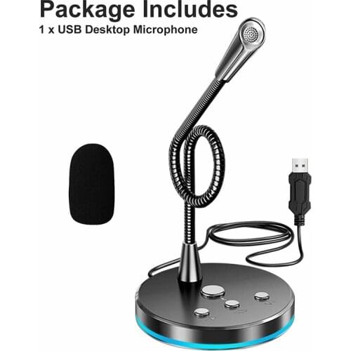 Newest USB Conference Gaming Stereo Microphone Black Condenser Recording Studio Mic for Computer PC Desktop Laptop