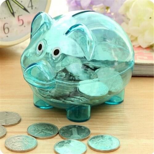 2019 New Arrival Cute Plastic Money Box Transparent Money Saving Box Case Coins Kawaii Pig Shaped Piggy Bank Childrens Gift