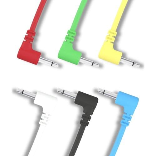 Right Angle Mono Modular Patch Cables - TS 3.5mm 1/8 inch - 6 Pack