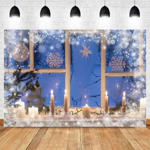 Christmas Candles Photography Background Xmas Window Moonlight Backdrop Child Portrait Decoration Prop Photo Studio