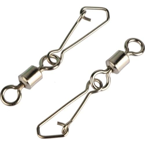 Goture Fishing Swivel 200pcs/bag MS+QL Rolling Swivel with Hooked Snap Hook Lure Connector Fishing Snap