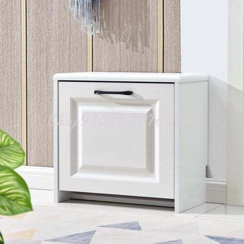 North European Light Luxury Ultra Thin Flip Bucket White Household Entrance Narrow Storage Shoe Changing Stool Small Modern Hous