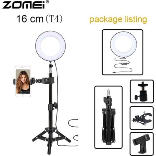 ZOMEI 6" Photography Lighting Dimmable LED Selfie Light Ring Light Youtube Live Video Makeup Photo Studio Light with USB Plug