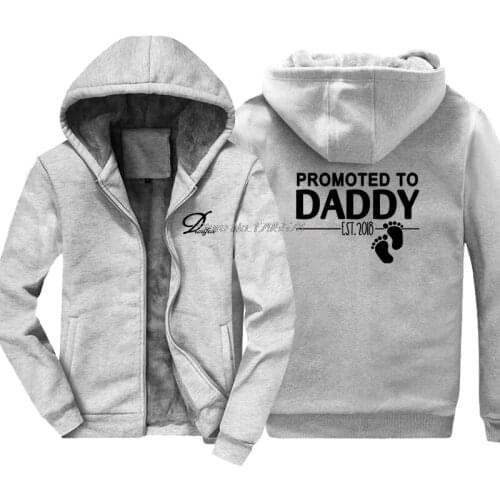 Promoted To Daddy Est Hoodie New Dad Gift Men Thicken Cotton Sweatshirt Casual Hip Hop Jackets Tops Streetwear