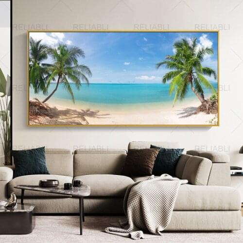 Tropical Natural Seascape Beach Landscape Posters and Prints Canvas Painting Panorama Scandinavian Picture for Living Room Decor