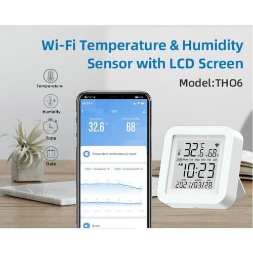 WIFI Smart Electronic Dry Temperature Humidity Sensor with LCD Screen Temperature Hygrometer Wireless Indoor Household