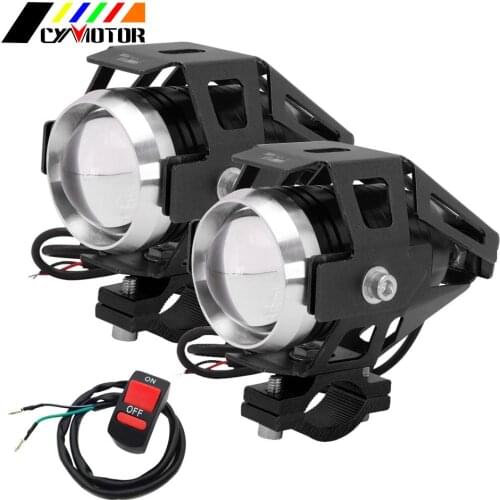 Motorcycle Universal 2PCS Auxiliary Headlights Bulbs Lamp U5 LED Spotlight Accessories 12V 125W FitMoto Head Lights Waterproof