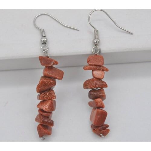 Natural Lucky Handmade Gold Sandstone Beads GEM Earrings Jewelry T177