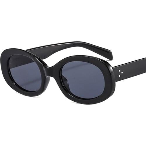 Rivet Oval Frame Women Men Sunglasses Gray Tan Lens UV400 Eye Protection Girl Sexy Ladies Outdoor Eyewear