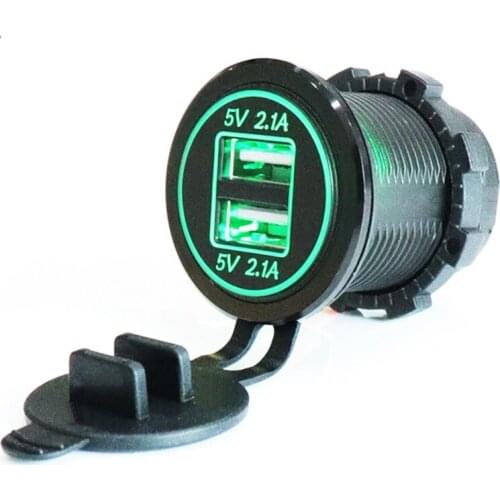 Auto Car-Styling Vehicle Charger 5V 4.2A Dual USB Charging Socket Adapter Power Outlet for 12V 24V Motorcycle Car LED