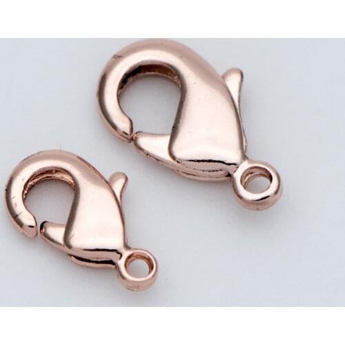 20pcs Rose Gold Lobster Claw Clasps, 10/ 12mm Size, Real Gold plated Brass, Necklace Bracelet Charm Clasps (GB-714)