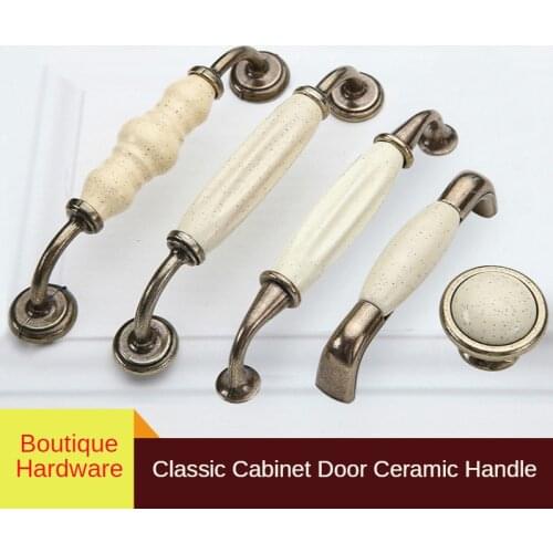 Yellow Dot Ceramic Furniture Handle European Style Kitchen Cabinet Door Handle Modern Furniture Single Hole Closet Drawer Knob