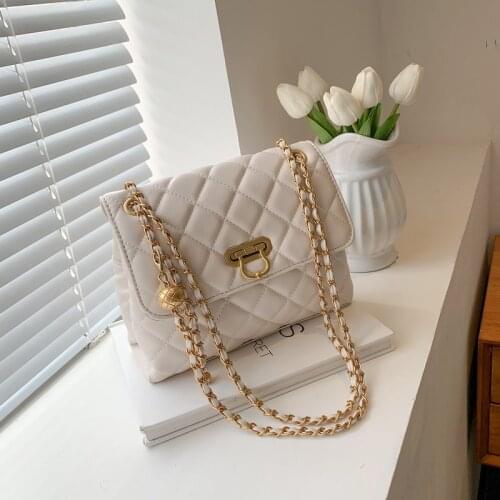 Check Square Messenger Bag 2021 Fashion New High Quality PU Leather Shoulder Bag Womens Designer Chain Casual Simple Handbags