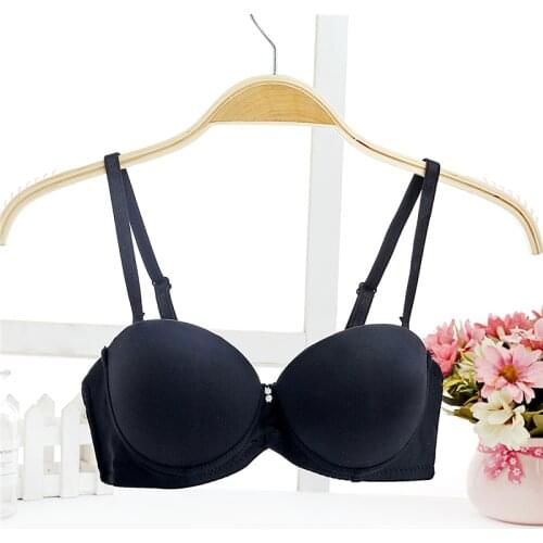 Yasemeen Solid Beading Push Up Bras Seamless Breathable 1/2 Cup Push Up Brassiere for Small Bust Sexy Underwire Gather for Women