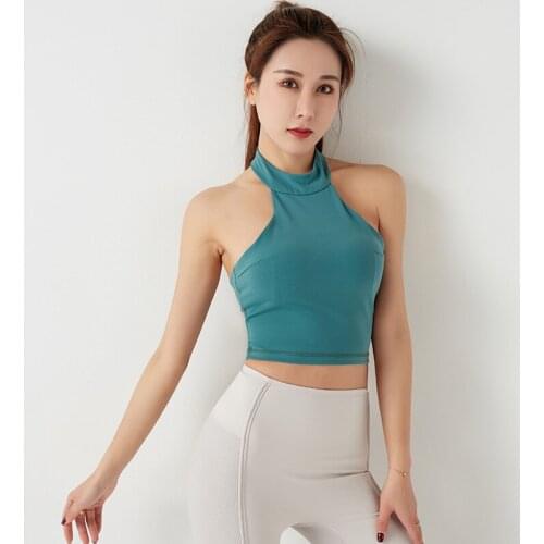 Womens Sports Bra Crop Top Sexy Hanging Neck Yoga Underwear Gym Fitness Running Sport Yoga Vest Bras Sports Tops Women 2021