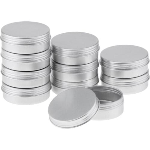 10pcs 25ml Empty Cosmetic Pots Lip Balm Container Jar Silver Aluminum Tins