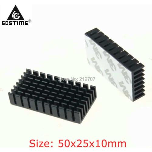 2 Pieces/lot Gdstime 50x25x10mm Heatsink Black Anodized Radiator Heat sink Cooling Cooler