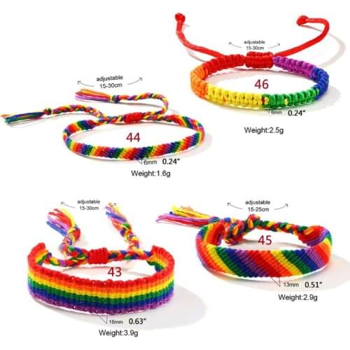 2Pcs Gay & Lesbian Love Pride Braided Macrame Bracelet Bulk Rainbow Wristband Handmade Lover Jewelry