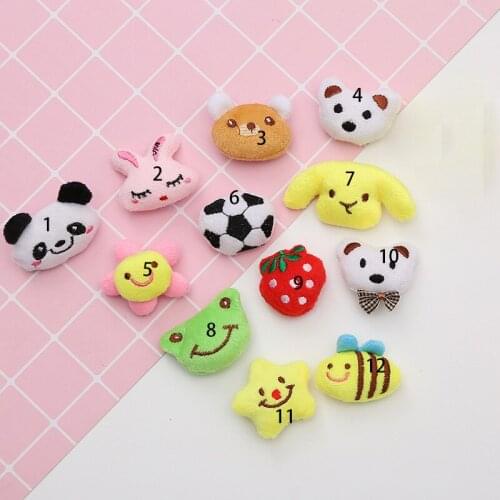 20PCS/Lot Fabric animal dolls DIY PP cottonPadded Applique Crafts for Children Headwear Hair clip Accessories