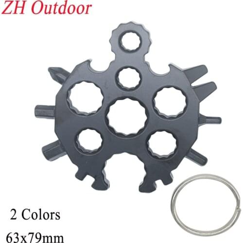 20-In-1 Multi-Tool Stainless Steel Snow Shape Flat Cross Head Screwdriver Allen Spanner Key Chain Backpack Kits