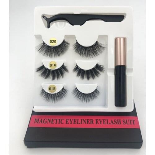 3 pairs of magnetic eyelashes, waterproof magnetic eyeliner and tweezers, magnetic false eyelashes makeup eyelash set gift