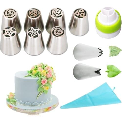 5/7/11pcs Large Russian Piping Nozzles Tulip Flower Pastry Nozzles Leaf Cake Decorating Tips Cupcake Dessert Decor Pastry Tools