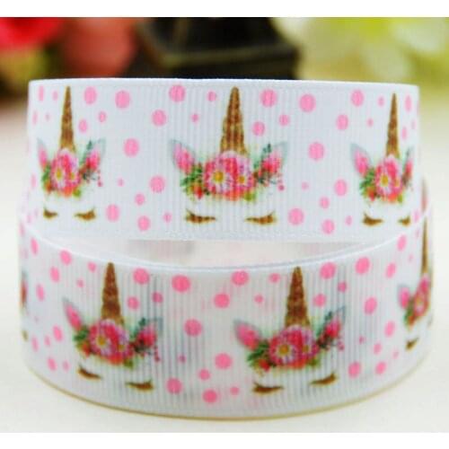 7/8'' 22mm,1" 25mm,1-1/2" 38mm,3" 75mm Unicorn Cartoon Character printed Grosgrain Ribbon party decoration X-01958 10 Yards