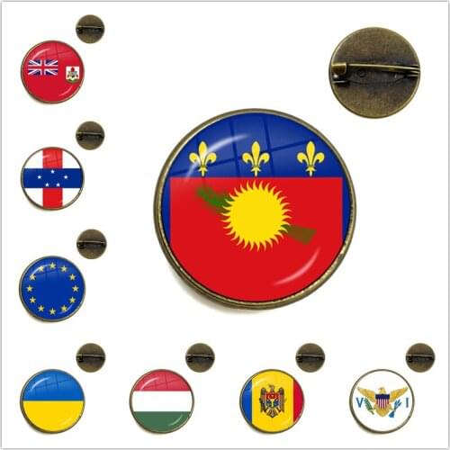 Antilles,European Union,Ukraine,Hungary,Moldova,United States Virgin Islands National Flag 16mm Glass Cabochon Brooches Jewelry