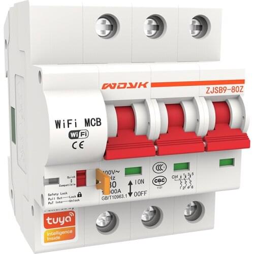 3P Smart Circuit Breaker Automatic Switch Overload Circuit Protect Timer Tuya Smart Life App Control Support Alexa Google Home