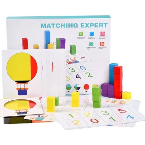 Children Digital Color Cards Matching Games Educational Toys Cube Blocks Sort Board Games Montessori Puzzle Toys Hot Air Balloon