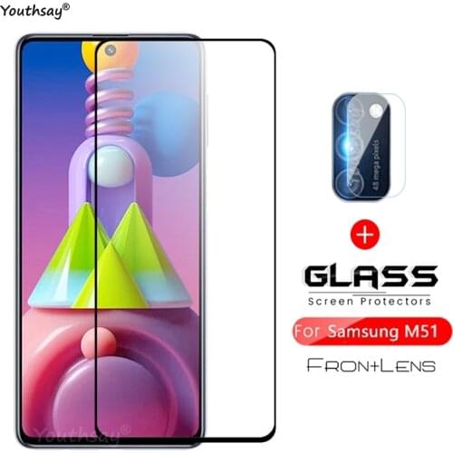 For Samsung Galaxy M51 Glass For Galaxy M51 Tempered Glass Full Glue Screen Protector Len Camera Protective Film For Samsung M51