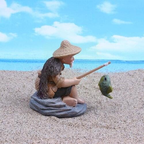 Jiang Taigong fishing old man resin statue statue sitting swimming landscape micro in garden outdoor garden pool decoration Y8L8