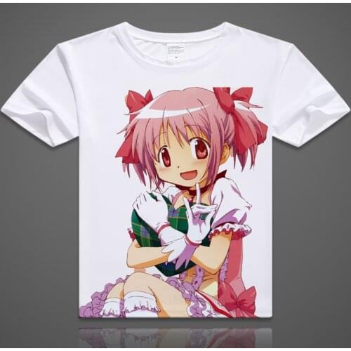 Puella Magi Madoka Magica T-shirts Kaname Madoka Cosplay Printed T Shirt Short Sleeve Tees Summer Akemi Homura Tops