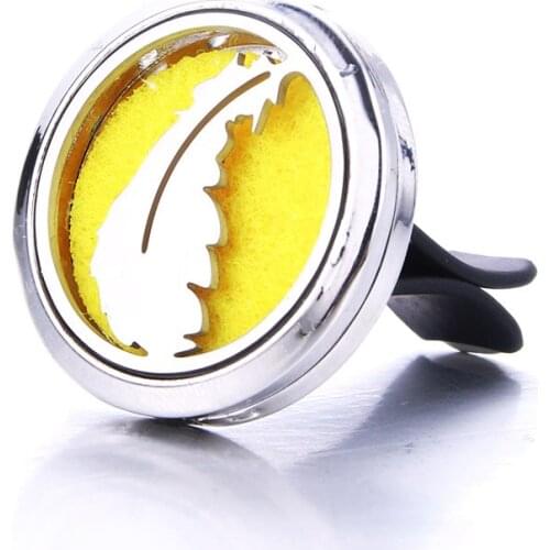 Quality Feather Pattern Car Clip Stainless Steel Perfume Essential Oil Diffuser Car Air Outlet Freshener Decoration Aroma Locket