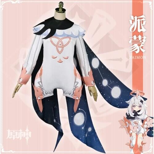 Game Genshin Impact Paimon Cosplay Costumes Set Jumpsuit Shawl Cloak Shorts Socks Accessories Suit Girls Women Clothing