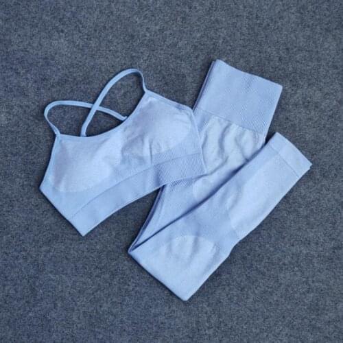 Seamless Yoga Set Fitness Clothing Sportswear High Waist Women Gym Leggings Tights Padded Push-up Sports Bra 2 Pcs Sports Suits