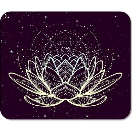 Mousepad Computer Notepad Office Lotus Flower Intricate Linear Drawing on Starry Nignt Sky for Yoga Home School Game
